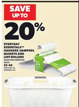 Loblaws EVERYDAY ESSENTIALS HANGERS, HAMPERS BASKETS AND LINT ROLLERS, EACH offer