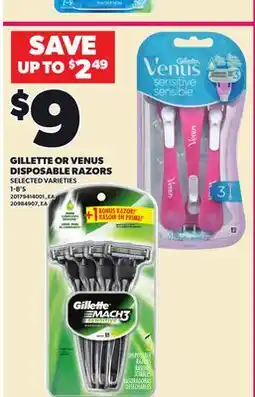 Loblaws GILLETTE OR VENUS DISPOSABLE RAZORS, 1-8'S offer