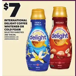 Loblaws INTERNATIONAL DELIGHT COFFEE WHITENER OR COLD FOAM, 396-946 ML offer
