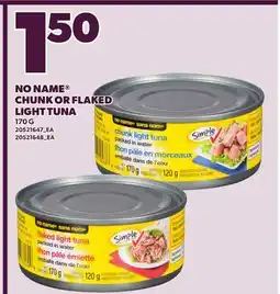 Loblaws NO NAME CHUNK OR FLAKED LIGHT TUNA, 170 G offer