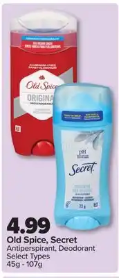 PharmaChoice Old Spice, Secret Antiperspirant, Deodorant offer
