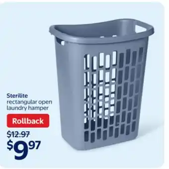Walmart Sterilite Rectangular Open Laundry Hamper offer