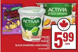 Food Basics ACTIVIA YOGURT OR EXPERT YOGURT OR BLACK DIAMOND CHEESTRINGS offer