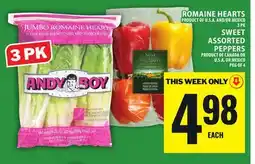 Food Basics ROMAINE HEARTS OR SWEET ASSORTED PEPPERS offer