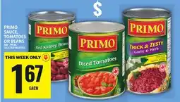 Food Basics PRIMO SAUCE, TOMATOES OR BEANS offer