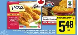 Food Basics JANES PUB STYLE FULLY COOKED BREADED CHICKEN OR AL SAFA HALAL BREADED CHICKEN offer