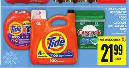 Food Basics TIDE LAUNDRY DETERGENT OR PODS OR CASCADE DISHWASHER TABS offer