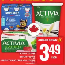 Food Basics ACTIVIA YOGURT OR EXPERT YOGURT OR DANONE DANINO DRINKABLE YOGURT offer