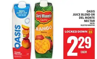 Food Basics OASIS JUICE BLEND OR DEL MONTE NECTAR offer