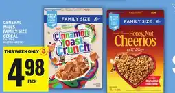 Food Basics GENERAL MILLS FAMILY SIZE CEREAL offer