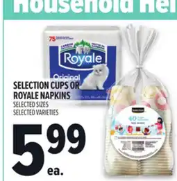 Metro SELECTION CUPS OR ROYALE NAPKINS offer