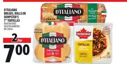 Metro D'ITALIANO BREADS, ROLLS OR DEMPSTER'S 7 TORTILLAS offer