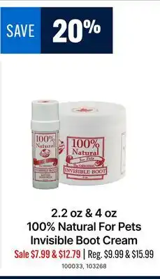Ren’s Pets Depot 2.2 oz & 4 oz 100% Natural For Pets Invisible Boot Cream offer