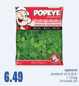 Wholesale Club SPINACH, 1.13 kg offer