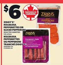 Independent Grocer ZIGGY'S KOLBASSA PEPPERETTES OR SLICED PEPPERONI, 175-375 G offer