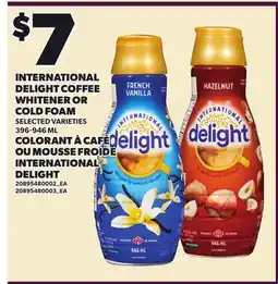 Independent Grocer INTERNATIONAL DELIGHT COFFEE WHITENER OR COLD FOAM, 396-946 ML offer