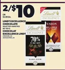 Independent Grocer LINDT EXCELLENCE CHOCOLATE, 80-100 G offer