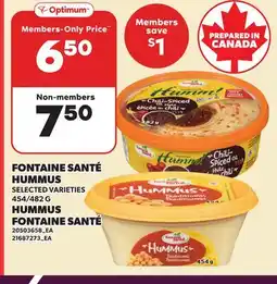 Independent Grocer FONTAINE SANTÉ HUMMUS, 454/482 G offer
