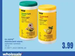 Wholesale Club DISINFECTANT WIPES, 75 CT offer