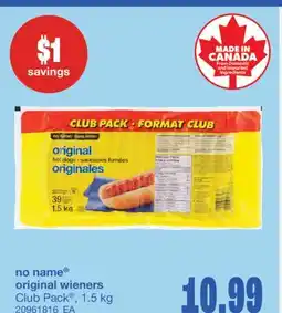 Wholesale Club ORIGINAL WIENERS, 1.5 kg offer