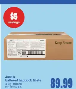 Wholesale Club BATTERED HADDOCK FILLETS, 4 KG offer