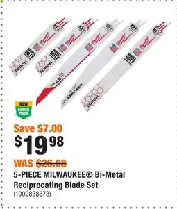 Home Depot 5-PIECE MILWAUKEE Bi-Metal Reciprocating Blade Set offer