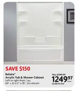 Home Hardware Belaire Acrylic Tub & Shower Faucet offer