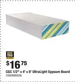 Home Depot CGC 1/2 x 4' x 8' UltraLight Gypsum Board offer