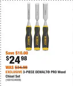 Home Depot EXCLUSIVE 3-PIECE DEWALT PRO Wood Chisel Set offer