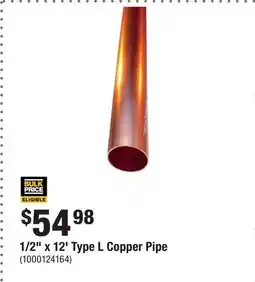 Home Depot 1/2 x 12' Type L Copper Pipe offer