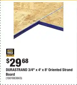 Home Depot DURASTRAND 3/4 x 4' x 8' Oriented Strand Board offer