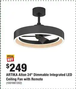 Home Depot ARTIKA Alton 24 Dimmable Integrated LED Ceiling Fan with Remote offer