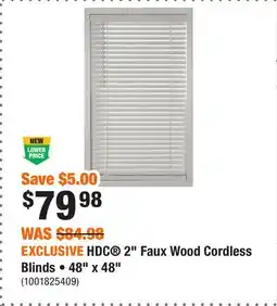Home Depot EXCLUSIVE HDC 2 Faux Wood Cordless Blinds • 48 x 48 offer