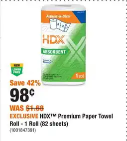 Home Depot EXCLUSIVE HDX Premium Paper Towel Roll - 1 Roll (82 sheets) offer