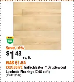 Home Depot EXCLUSIVE TrafficMaster Dapplewood Laminate Flooring (17.95 sqft) offer