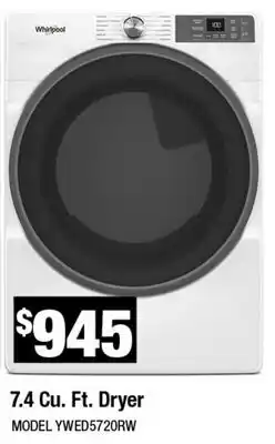 Home Depot 7.4 Cu. Ft. Dryer offer
