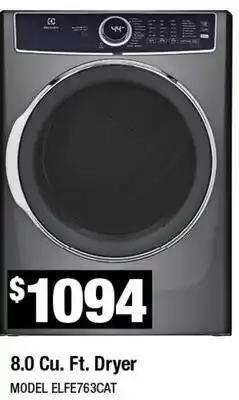 Home Depot 8.0 Cu. Ft. Dryer offer