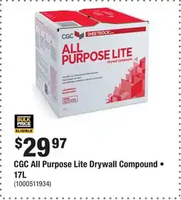 Home Depot CGC All Purpose Lite Drywall Compound • 17L offer