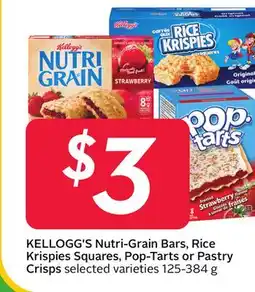 Sobeys KELLOGG'S Nutri-Grain Bars, Rice Krispies Squares, Pop-Tarts or Pastry Crisps offer