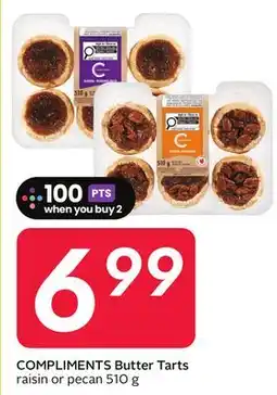 Sobeys COMPLIMENTS Butter Tarts raisin or pecan offer