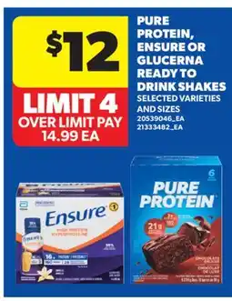 Real Canadian Superstore PURE PROTEIN, ENSURE OR GLUCERNA READY TO DRINK SHAKES offer
