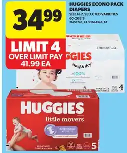 Real Canadian Superstore HUGGIES ECONO PACK DIAPERS, 60-208' S offer