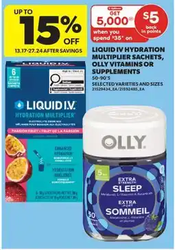 Real Canadian Superstore LIQUID IV HYDRATION MULTIPLIER SACHETS, OLLY VITAMINS OR SUPPLEMENTS 50-90' S offer