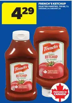 Real Canadian Superstore FRENCH'S KETCHUP, 750 ML/1 L offer