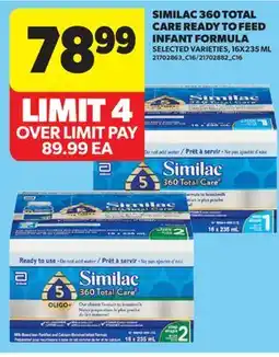Real Canadian Superstore SIMILAC 360 TOTAL CARE READY TO FEED INFANT FORMULA, 16X235 ML offer
