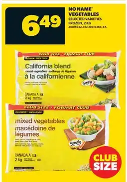 Real Canadian Superstore NO NAME VEGETABLES, 2 KG offer