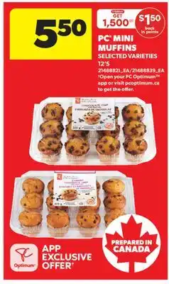 Real Canadian Superstore PC MINI MUFFINS, 12'S offer
