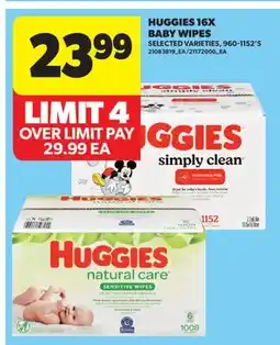 Real Canadian Superstore HUGGIES 16X BABY WIPES, 960-1152'S offer