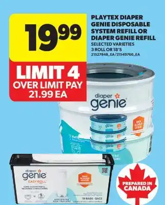 Real Canadian Superstore PLAYTEX DIAPER GENIE DISPOSABLE SYSTEM REFILL OR DIAPER GENIE REFILL, 3 ROLL OR 18' S offer