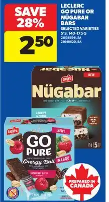 Real Canadian Superstore LECLERC GO PURE OR NÜGABAR BARS, 5' S, 140-175 G offer